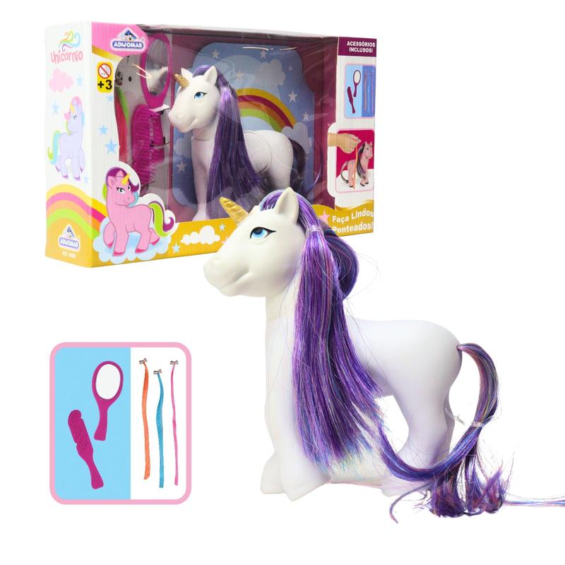 ユニコーン Unicórnio Cabelo Colorido Com Acessórios 400 - Adijomar - Bonecos